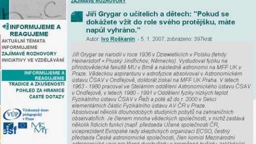 Jiří Grygar o učitelích a dětech