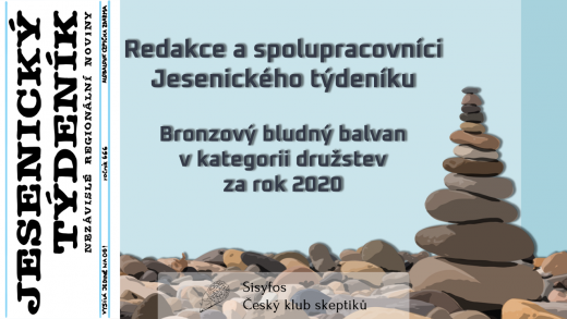 Bronzový Bludný balvan v kategorii družstev za rok 2020 - redakce a spolupracovníci Jesenického týdeníku Bronzový Bludný balvan v kategorii družstev za rok 2020 - redakce a spolupracovníci Jesenického týdeníku