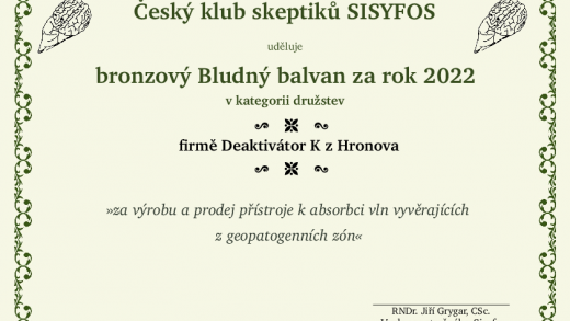 Bronzový Bludný balvan za rok 2022 v kategorii družstev - firma Deaktivátor K Bronzový Bludný balvan za rok 2022 v kategorii družstev - firma Deaktivátor K